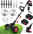 Electric Weed Wacker Cordless with Wheels: Electric Weed Wacker Battery Powered 24V 4.0Ah - Cordless String Trimmer for Lawn Garden Glass Pruning Trimming, Black by GreenHaven Gardens