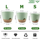 Plant Pots 10/9/8 Inch Self Watering Pots, Set of 3 Plastic Planters with Drainage Holes and Saucers,Plastic Flower Pots,Nursery Planting Pot for Indoor Out Door Plants（Green） by GreenHaven Gardens