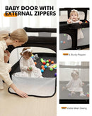 Foldable Baby Playpen with Non-Removable Thick Mat, Extra Large Collapsible Play Yard for Babies & Toddlers, Portable Travel Playpen with Gate, Safe Activity Center (59"×71" Black) by TinyTreasures Baby Boutique