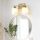Stainless Steel Milk Glass Vanity Lights for Bathroom, 2 Light Gold Bathroom Light Fixtures Over Mirror, Ceramic E26 Sockets Wall Mounted by CozyNest Decor