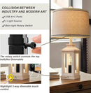 23.75" Retro Farmhouse USB C+A Ports Table Lamp Set of 2 with 3 Way Dimmable Touch Control White Nightlight Vintage Modern Lamp for Living Room Bedroom with 2 Light Sources by CozyNest Decor