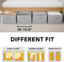 SpaceAid 4 Pack 10" High Under Bed Storage Containers, Large Underbed Storage Organizer Bins with Lids for Bedroom, Dorm, Clothes, Closet Organization, Bed Sheets and Blankets (Gray) by CozyNest Decor