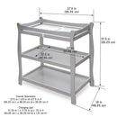 Badger Basket Sleigh Style Baby Changing Table - Nursery Diaper Station with Safety Rails, Foam Pad, and Two Storage Shelves - Nursery Organizer - Gray by TinyTreasures Baby Boutique