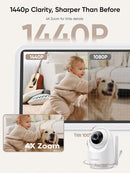 bonoch 5.5" 1440p Baby Monitor with Camera and Audio, No WiFi Baby Camera, 240h Lasting, Smart Detect Sleep Turn Over/Cry/Motion, 7800mAh, Hack Proof Video Monitor, Built-in Sound Machine White Noise by TinyTreasures Baby Boutique
