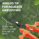 Saboten Japan 6.3" Automatic Japanese Harvesting Shears - Fine-Tipped Angled Blade, Magnetic Springless Action, Stainless Steel with Fluorine Coating, Ergonomic Grip - forest Originals, Made in Japan by GreenHaven Gardens