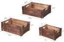 TIMRIS Set of 3 Rustic Wood Nesting Crates, Farmhouse Wooden Storage Container Boxes with Cutout Handles, Decorative Wooden Baskets for Display (Rustic Brown) by CozyNest Decor