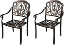 Outdoor Dining Chair Cast Aluminum Patio Chairs Set of 2 All-Weather Patio Dining Chair with Adjustable Feet for Backyard Garden (Purple Bamboo Chair) by GreenHaven Gardens