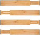 Utoplike 4 pcs Bamboo Kitchen Drawer Dividers Large, Adjustable Drawer Organizers, Spring Loaded, Works in Kitchen, Dresser, Bathroom, Bedroom, Drawer, Desk by CozyNest Decor