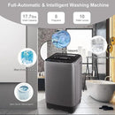 17.7 lbs Full Automatic Washing Machine with LED Display Compact Drain Dump, 10 Wash Programs and 8 Water Levels Ideal for Dorms, Apartments, RV, Grey (KB03-GREY6-3) by CozyNest Decor