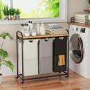 Laundry Hampers 3 Section, Laundry Sorter with Removable Shelf and Pull-Out Bags, Clothes Hampers with Wheels Rolling Cart Basket for Laundry Room Bathroom, 3 x 40 L (Black White Gray) by CozyNest Decor