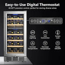 15 Inch Dual Zone Wine Refrigerator, 29 Bottle Under Counter Wine Fridge, Wine Refrigerator for Built-In or Freestanding, Wine Cooler with Removable Shelves, Double-Layer Glass Door, for Home by CozyNest Decor