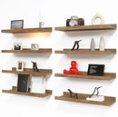 RICHER HOUSE 8 Set Floating Wall Mounted Shelves, Nursery Hanging Book Shelves with Lip for Storage, Display Picture Ledge Shelf for Bedroom Bathroom Kitchen Living Room Wall Decor, Rustic Brown by CozyNest Decor