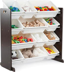 Humble Crew Kids Toy Storage Organizer with 12 Plastic Bins, Espresso/White – Removable Bins for Playroom, Bedroom, Toddler Furniture for Boys and Girls Ages by TinyTreasures Baby Boutique
