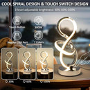 Modern Spiral Table Lamp, 7 Colors 10 Light Modes LED Nightstand Small Lamp with USB C+A Ports, Touch Dimmable Lamps for Living Room Bedroom Bedside, Unique & Cool Lamps,Silver by CozyNest Decor