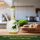 Hand-Painted Ceramic Olive Oil Dispenser Bottle – 15oz Decorative Stoneware Cruet with Stainless Steel Spout for Oil, Vinegar, Syrups, and Sauces by CozyNest Decor