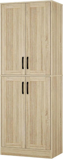 Storage Cabinet, Kitchen Cabinet with Doors & Shelf, Tall Storage Cabinet for Bathroom, Living Room, Entryway,Natural by CozyNest Decor