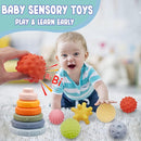 Montessori Toys for Babies 6-12 Months, Soft Baby Blocks Toys Set, 3 in 1 Infant Stacking Building Blocks, Teething Toys Sensory Balls Educational Learning Toys for Toddlers 3-6-9-11 Months Boys Girls by TinyTreasures Baby Boutique