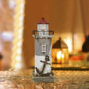 Linfevisi Wood Lighthouse Decor Rustic LED Light House Decor Wooden Decorative Nautical Lighthouse Statue Coastal Beach Themed Lighthouse Handcrafted Tabletop Decoration Home Bathroom (11.4") by CozyNest Decor