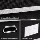 PRANDOM Foldable Storage Bin with Lid [5-Pack] Linen Fabric Decorative Storage Box Organizer Container Basket Cube with Handles Divider for Closet Office Living Room Black(14.9x9.8x9.8) by TinyTreasures Baby Boutique