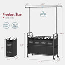 Tajsoon Laundry Sorter Cart with Hanging Clothes Rack, 4 Butler Sorter Basket Organizer, Laundry Hamper Cart with Heavy Duty Rolling Lockable Wheels, Black by CozyNest Decor
