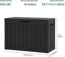 YITAHOME 45 Gallon Deck Box, Outdoor Storage Box for Patio Cushions, Outdoor Tools, Gardening Tools, Sports Equipment, and Throw Pillows, Lockable and Waterproof, Black by GreenHaven Gardens