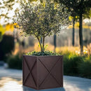 Metal Square Planter Box Tall Planters for Outdoor Plants Modern Heavy Duty with Drainage Holes for Outside Indoor Patio Deck - Brown, 17”x 17”x 18” by GreenHaven Gardens