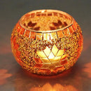SHMILMH Votive Candle Holder Set of 4, Diwali Decoration for Home, Handmade Mosaic Glass Tealight Candle Holders for Table Centerpiece Decor,Diwali Thanksgiving by CozyNest Decor