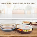 greenandlife 9 Inch 4PCS Portion Control Plates with Lids, Divided Plates for Kids Adults, Dishwasher Microwave Safe Compartment Plate, Unbreakable Lightweight Reusable Wheat Straw Plate, Earth Tone by CozyNest Decor
