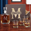 Custom Whiskey Decanter and Whiskey Glasses Set in Handcrafted Box by CozyNest Decor