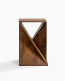 Modern Hand Made One-of-a-Kind Carved Mango Wood End Table, Farmhouse Side Table,Farmhouse End Table,Living Room,Bedroom, Accent Table, Contemporary Architectural Designed Natural by CozyNest Decor