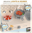 BIERUM Play Kitchen with Realistic Lights & Sounds, Wooden Kitchen Playset Chef Pretend Play Set for Toddlers, Toy Kitchen with 26 Pcs Toy Food & Cookware Accessories, Gift for Ages 3+ by TinyTreasures Baby Boutique