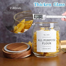 16 OZ Stackable Glass Food Storage Jars with 132 Pantry Labels Preprinted - 6 Pcs Thicken Glass Storage Containers with Airtight Acacia Lid - Clear Kitchen Canister for Spice, Tea, Coffee, Sugar by CozyNest Decor