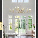 18 Light Gold Living Room Chandelier High Ceiling Foyer Candle Chandelier Large Modern Brass 59in Metal Chandeliers Hanging Light for Master Bedroom Dining Room Light Fixture Over Table by CozyNest Decor