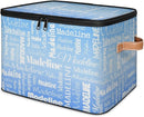 Custom Storage Basket with Name, Personalized Storage Bins with Zipper Lid, Foldable Fabric Storage Box Large capacity with Handle Blue by TinyTreasures Baby Boutique