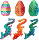 3PCS 3D Printed 12” Articulated Crystal Dragon Inside 5.1” Egg – Fantasy Collectible, Fidget Toy & Stocking Easter Basket Stuffers for Home & Office Decor (3pcs - Rainbow) by CozyNest Decor