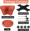 Vertical Planter 4 Tier Stackable Planters Garden Planters Strawberry Herb Flower and Vegetable Planter Indoor Outdoor Gardening Pots with Removable Wheels and Tools 2-Pack by CozyNest Decor