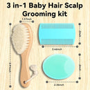 Goat Baby Hair Brush Set, Safe Natural Hair Care Kit with Wooden Soft Bristles Brush Comb Green Silicone Bath Brush for Newborns Toddlers (3pcs Set) by TinyTreasures Baby Boutique