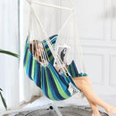 Chihee Hammock Chair Hanging Chair with Foot Rest 2 Cushions Max 500lbs Robust Metal Spreader Bar Collapsible Easy Storage Soft Cotton Swing Chair Strong Strap Iron Carabiner Side Pocket Included by GreenHaven Gardens