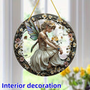 Flower Fairy Garden Decorations Angel Wing Christmas Halloween Deco Statue Art Elf Sculpture Hanging Craft for Outdoor Yard Courtyard Lawn Patio Window Acrylic Ornament Home Gift (B,S: 6*6 IN) by CozyNest Decor