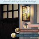 RIVER OF GOODS Art Deco Stained Glass Outdoor Light Fixture - 16.25" H - Decorative Porch Light - Green by CozyNest Decor