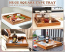 Large Ottoman Tray for Living Room, 20" Extra Large Tray for Ottoman Square Acacia Serving Trays with Handles for Coffee Table, Breakfast, Appetizers, Dinner by CozyNest Decor