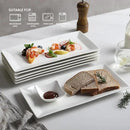 12" Serving Platters Set of 4, White Rectangular Plates, Ceramic Serving Tray, Stackable Large Party Plates for Appetizer, Dessert, Steak, Sushi, Housewarming, Oven Dishwasher Safe by CozyNest Decor