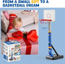 Toddler Basketball Hoop, Adjustable Height 2.3-4.5ft Baby Basketball Goal Set with 4 Balls & Pump, Backyard Poolside Basketball Toy for Boys & Girls Birthday Gift, Blue by TinyTreasures Baby Boutique
