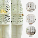 Room Divider with Shelves, 68.9inch Wood Carved and Louvered Wall Divider Freestanding, 4 Panels Folding Partition Screen for Bedroom Home Office (White) by CozyNest Decor