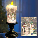Eldnacele Christmas Snow Globe Candle Battery Operated Lighted Flameless Candles Light Swirling Water Glittering Spinning Candles for Home Decoration(Snowmen Family) by CozyNest Decor