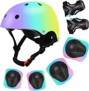 Color Gradient Adjustable Kids' Helmet with Knee & Elbow Pads Set | Multi-Sport Safety Gear for Boys & Girls Ages 5-14 | Skateboarding, Scooters, Roller & Inline Skating, Longboarding by TinyTreasures Baby Boutique