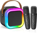 【2025 Newest】 Mini Karaoke Machine for Kids Girls & Boys - Portable Bluetooth Speaker with 2 Wireless Microphones - Kids Birthday Gifts for Ages 4-10 - Kids' Instrument Accessories - Black by TinyTreasures Baby Boutique