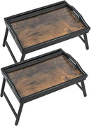 2 Pack Bed Tray Table Breakfast Trays Serving Tray Bamboo Bed Laptap Floding Legs with Handles and Phone Holders by CozyNest Decor