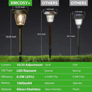XMCOSY+ Solar Pathway Lights Outdoor, 10/25 LM in 2 Lighting Modes, Glass Stainless Steel Waterproof Outside Solar Powered Garden LED Lights for Yard Lawn Driveway Walkway Landscape Decor(Warm White) by CozyNest Decor