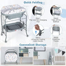 HONEY JOY Baby Changing Table with Bathtub, Foldable Infant Diaper Changing Station with Wheels, Storage Tray, Waterproof Pad, Portable Newborn Nursery Organizer Bath Stand for Boys Girls (Gray) by TinyTreasures Baby Boutique